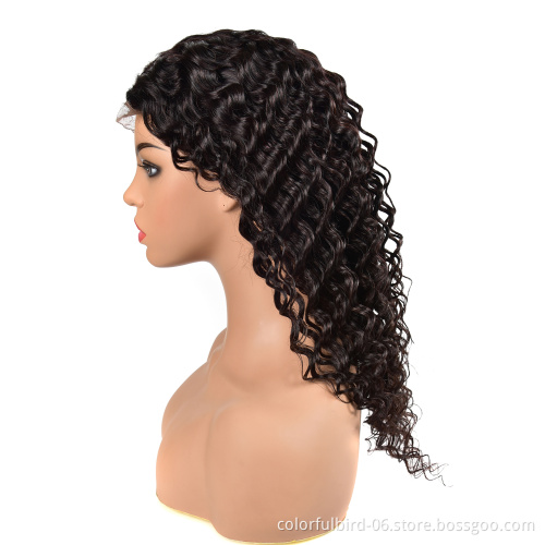 Deep Wave Frontal Wig Transparent Lace Wigs deep Lace Front Human Hair Wigs 4*4 lace Brazilian human hair